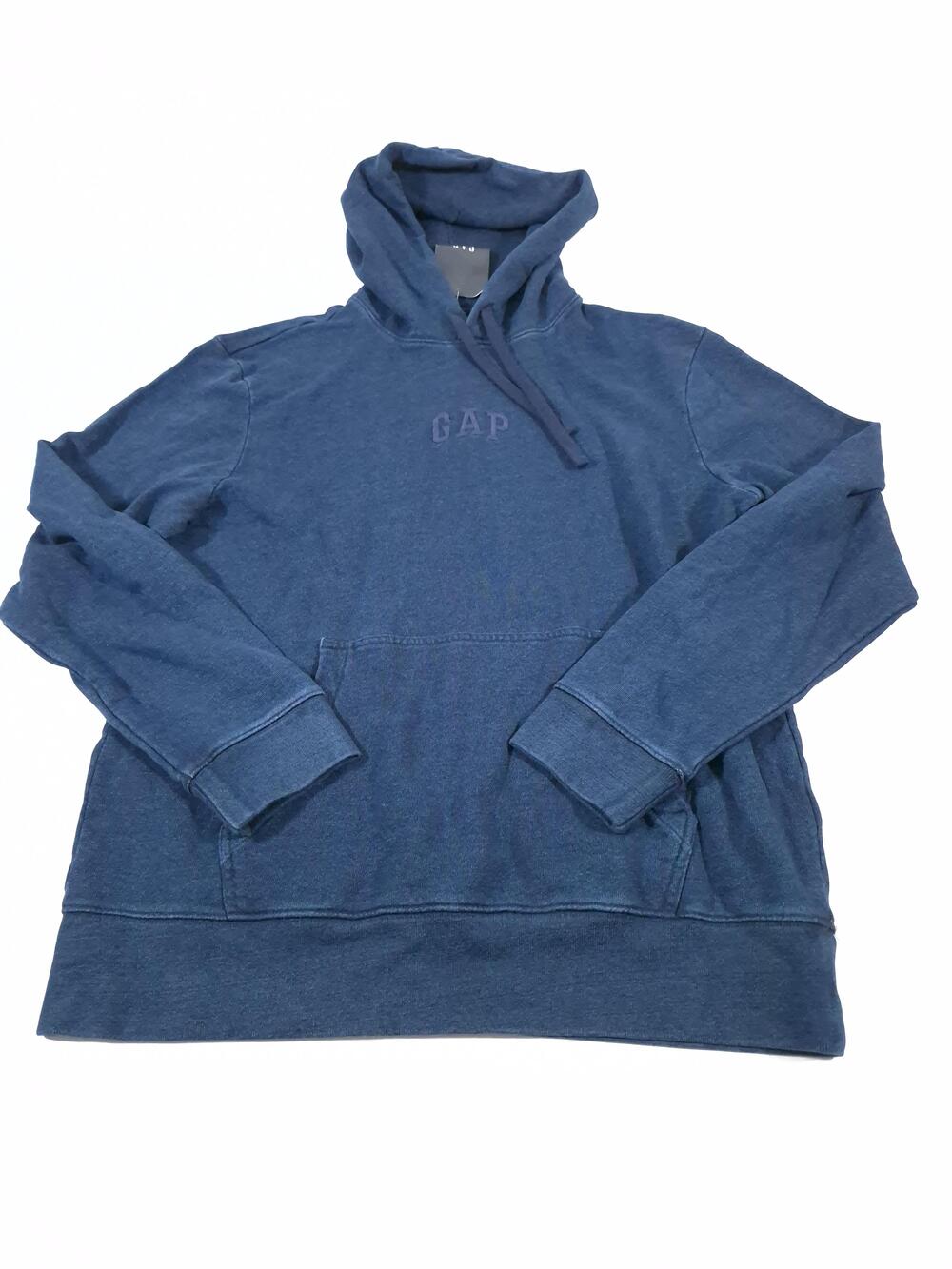 Gap Hoodie Mens Medium Blue Cotton Pullover Kangaroo Pocket Logo Sweatshirt